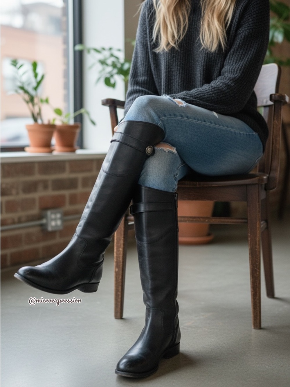 $438 Frye Molly Button Black Leather Equestrian Tall Knee High Zip Up WinterBoot - Picture 2 of 13